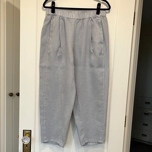 Eileen Fisher Blue-Gray Organic Linen Lantern Pant